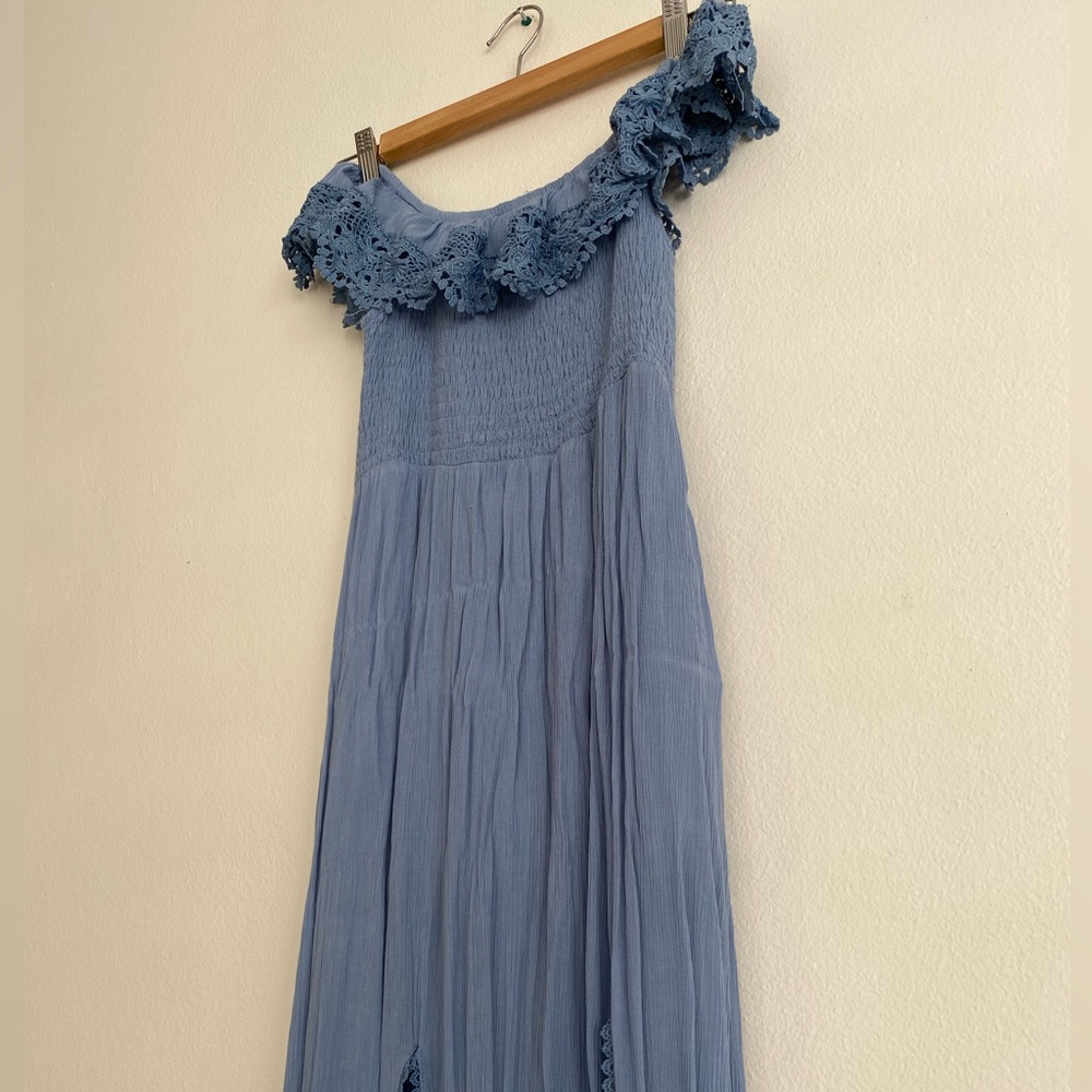 City beach Off the shoulder long womens dress-blue - Picture 5 of 7